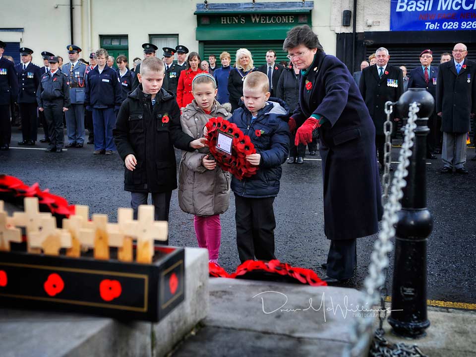 Remembrance Day service and poppy laying at Dromore, Co Down